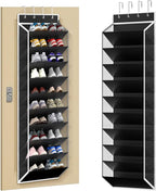KEEPJOY 10 Tiers Mesh Over Door Shoe Organizer Storage, Hanging Shoe Holder for Door with Large Deep Pockets, Fit 20-30 Pairs Shoe Rack for Sneakers, Boots.(Black)