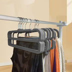 VSV stoage Velvet Pants Hangers with Double Non Slip Bar - Multiple Velvet Hangers for Closet - Thin Space Saving Clothes Hanger - 360° Swivel Felt Trouser Hanger Perchas Terciopelo 10 Pack (Grey)