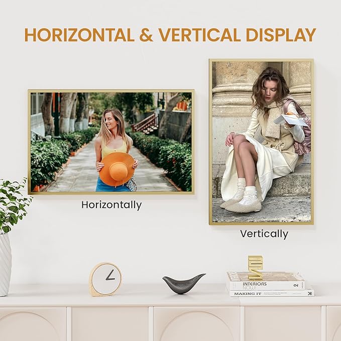 12x19 Aluminum Metal Picture Frame,Tempered Glass Gold Photo Frame 12x19 for Family Photo,Posters,Art,Document to Wall Mount Horizontally or Vertically