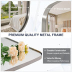 ANDY STAR Brushed Nickel Bathroom Mirror, 24x40” Oblong Mirror with Stainless Steel Metal Frame, Silver Oval Vanity Mirror for Over Sink, Modern Anti Rust Wall Mounted
