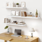 Vivelove 10 in Deep Floating Shelves for Wall, 47.2" x 10.2" x 1.5" Shelves for Room Wall Mounted, 1.5 Inch Thick Shelf for Bathroom Bedroom Kitchen Book Room, Modern Farmhouse Decor, Set of 2, White