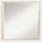 Amanti Art White Wall Mirror 22x22 Morgan White Gold Square Bathroom Mirror for Wall Decor Living Room, Medium Modern Wood Frame, Hangs Horizonally and Vertically, Bathroom Decor, Beveled Edge