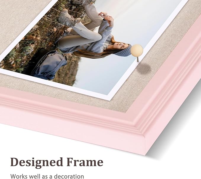 DOLLAR BOSS Bulletin Board with Linen 36'' x 24'' Pink Framed Cork Boards for Walls, Photo Display Pin Board, Decorative Corkboard for Office Home School Girls Dorm Decor with 10 Pushpins, White