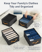 DIMJ Wardrobe Clothes Organizer, 8 Packs Fabric Closet Storage Organizer with Handles, Foldable Closet Organizers Dividers for Clothing Jeans Pants Sweater T-shirt