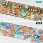 WOWBOX 6 Pack Clear Drawer Organizer Set, Acrylic Drawer Storage Trays, Storage Bins for Makeup, Cosmetics, Jewelries, Utensils, Gadgets, Office, Champagne