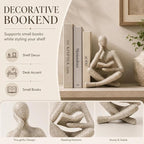 Bookshelf Decor Thinker Statue, Sand Abstract Reading Figurine Style A, Resin Decorative Bookend for Coffee Table, Shelf, Home Office, Library, Gift for Book Lovers