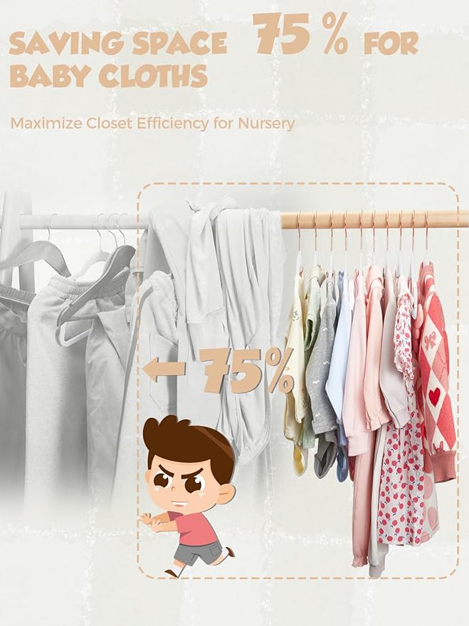 Smartor 11.8" Premium Baby Hangers Velvet for Closet 50 Pack, Durable Kids Felt Hangers Non Slip for Toddler, Baby Clothes Hangers for Childrens on Closet Storage (Rose Gold Hook)- White