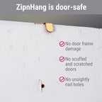 Zip 'n Hang Wreath Hanger for Front Door – Damage Free Adjustable Door Wreath Hanger for Glass, Screen & Standard Doors, Christmas Wreath & Decor Hook (White - 1 Pack)