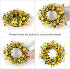 J'FLORU Artificial Spring Wreath 22 Inch Summer Wreaths for Front Door Yellow Daisy Wreath for Indoor Outdoor Home Decor and Easter Celebration