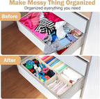 24 Set Fabric Dresser Drawer Organizer Bins Dividers for Clothes – Nursery Home Bins Fabric Foldable Closet Clothing Wardrobe Storage Box Container Basket for Bras Socks Underwear(Beige)