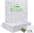 6 Pack Cork Board Felt Bulletin Board with 60 Push Pins, 1/2" Thick Pinboard Square Tiles for Wall Organizer - Home Office Classroom Decor, Photo Display, Memo Board (11.8"x11.8"- Light Grey)