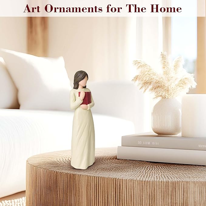 Cuayaes Book Lover Gifts for Women Readers, Teachers, Graduates, Students, Bookshelf Decor Aesthetic Hand Painted Sculpted Figure for Home Desk Office Living Room Decor