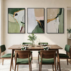 Large Framed Green and Beige Abstract Wall Art for Living Room, 3 Piece Modern Canvas Prints Paintings, Abstract Color Block Pictures for Living Room Dining Bedroom Hallway Office Wall Decor 24x36 In