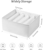 4 Packs Jeans Drawer Organizers for Clothing,5 Grids Compartment Wardrobe clothes organizer,Fabric Washable Closet Organizers and Storage Bins for Jeans,Pants,Bra,Legging,t-shirt-White