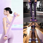 3 in 1 Adjustable Pedal Resistance Band, 8-Tube Multifunction Tension Rope, Natural Latex sit-up Trainer Resistance Band Suitable for Fat Loss and Full-Body Shaping Workout (Pink)
