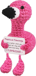 WenmthG Mini Positive Flamingo Crochet Doll - Funny Romantic Gifts for Women Girlfriend Wife Couple Positive Crochet Animals Emotional Cheer Up Support Handmade Flamingo Birthday Decoration Gift