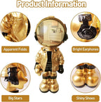 Dosker Astronaut Statues Spaceman Sculpture Polyresin Arts Gifts Gold Figurine Ornament Room Decor for Men,Home and Crafts Desktop Accessories Tabletop Decoration, Living Room, Office, Bookshelf