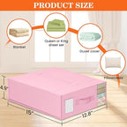WOWBOX Sheet Organizers and Storage,Closet Bed Sheet Organizer Under Bed Storage and Organization with Label Cards & Clear Window for Bedding Sheets,Duvet Covers,Blankets (10 Pack，Pink)