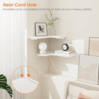 Homode Corner Floating Shelves, Set of 3 Corner Wall Shelves with Wire Hole, L-Shaped Wood Hanging Storage Shelf for Wall Decor, for Bathroom Kitchen Bedroom, White