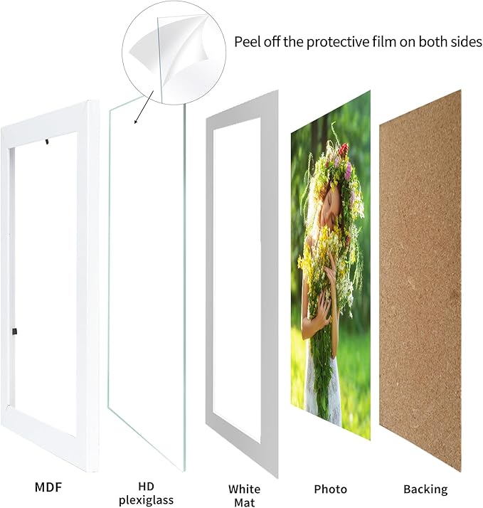 Lyeasw White 5x7 Picture Frame Set of 15, Display Pictures 4x6 with Mat or 5x7 without Mat, Multi Photo Frames for Wall Mounting or Tabletop Display