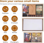 Decorative Box, Decorative Boxes with Lids 2-Set, Memory Box for Keepsakes, Beautiful PU Leather Decorative Storage Boxes in Style, Decor Box with Rose Metal Handle, Store Photos, Documents Beige