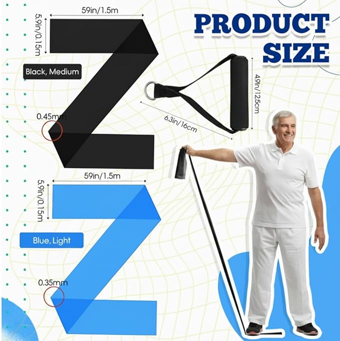 2 Pcs Resistance Band with Handles Chair Exercise Equipment for Seniors Physical Therapy Band Gifts for Elderly Women Rehab, Physical, Grandma, Grandpa