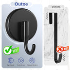 OUTXE Suction Cup Wreath Hanger, Upgraded Reef Hook for Front Door/Glass Window/Over Door, Christmas/Thanksgiving/Halloween/July 4th/Easter/Valentine/Spring/Summer/Fall (Black, 2-Pack)