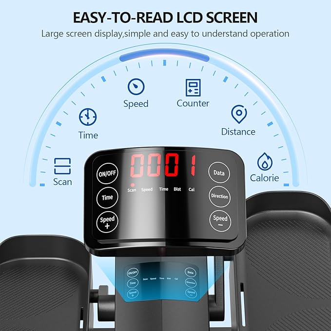 Under Desk Elliptical Machine for Senior Mini Elliptical Leg Exerciser with Remote Quiet Portable Electric Seated Foot Pedal Exerciser for Home Office