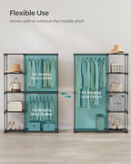 SONGMICS Portable Closet, Freestanding Closet Organizer, Clothes Rack with Shelves, Hanging Rods, Storage Organizer, for Cloakroom, Bedroom, 48.8 x 16.9 x 71.7 Inches, Black URYG026B02