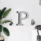 Qunclay 5.7" Silver Crystal Diamond Bling Letters Crushed Diamond Decoration Wooden Glitter Letter with Screw and Hooks Rhinestone Gift for Wedding Y2k Mcbling Bedroom Wall Decor (Letter P)