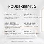 Eternal Essence Oils Housekeeping Set of 6 Premium Fragrance Oils - Includes Clean Cotton, Lemon Blossom, Lemon Grass, Sweet Pea, Ocean Breeze and Mountain Rain Scented Oils - 10ML