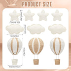 Poen 10 Pcs Star Hot Air Balloon and Cloud Nursery Decor Western Wall Decor for Bedroom Mini Felt Clouds Stars Hot Air Balloon Nursery Felt Wall for Kids Baby Bedroom(Khaki)