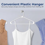 SereneLife White Plastic Hangers 200 Pcs, Durable Hanger Set with Slip Design, Tubular Hangers with 2 Integrated Strap Hooks, Mega Pack for Clothes