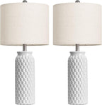 USumkky 27" Ceramic Table Lamps Set of 2 - Modern Farmhouse & Boho Style, Bedside Nightstand Lamps for Bedroom, Living Room End Table Lamps, Small Desk Lamp(White)
