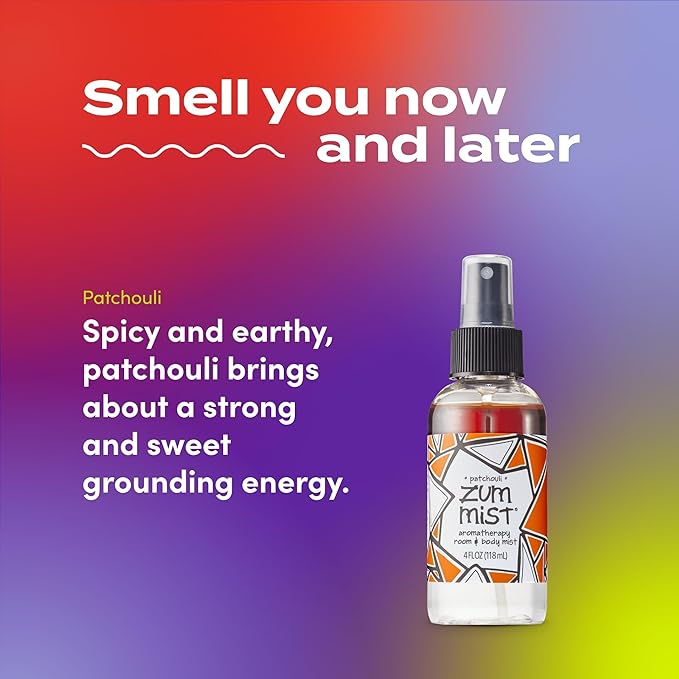 Indigo Wild Zum Mist Room & Body Spray - Aromatherapy Essential Oil Spray - Natural Body Mist & Room Spray - Patchouli Scent - 4 fl oz