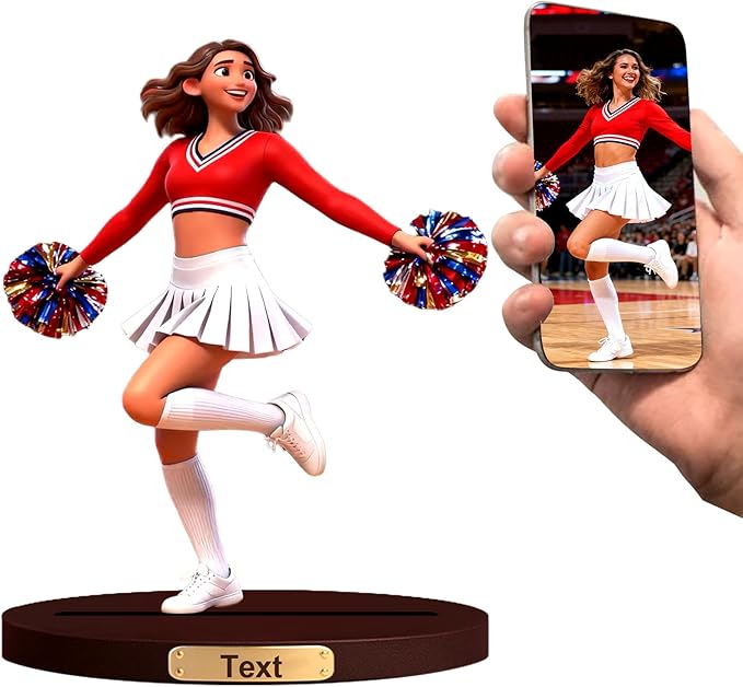 Personalized Cheerleading Team 3D Cartoon Photo Style Desktop Decoration,Cartoon Figurine From Cheerleader'S Photo,Office And Bedside Table Decoration For Fitness Dance Enthusiasts (Cheerleader cartoon)