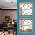 Wocred Set of 4 Mirrors Square Wall Mirror,Gorgeous Rustic Farmhouse Accent Mirror,Barn Wood Color Entry Mirror for Bathroom Renovation,Bedrooms,Living Rooms and More(12”x12”-4pcs)