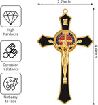 St Benedict Crucifix Black,Crucifix Wall Cross for Catholic Decor,Medalla De San Benito,Jesus Christ Hanging Cross Wall Decor,Crucifijo Del Perdon,Saint Benedict Medal Prayer for Home Decoration