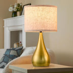 18.1'' Small Modern Touch Lamps for Nightstand Set of 2 with 3 Way Dimmable, Table Lamps for Living Room, Office, Bedside Lamps with Heavy Iron Base, Touch Switch, Bulb Included, Gold