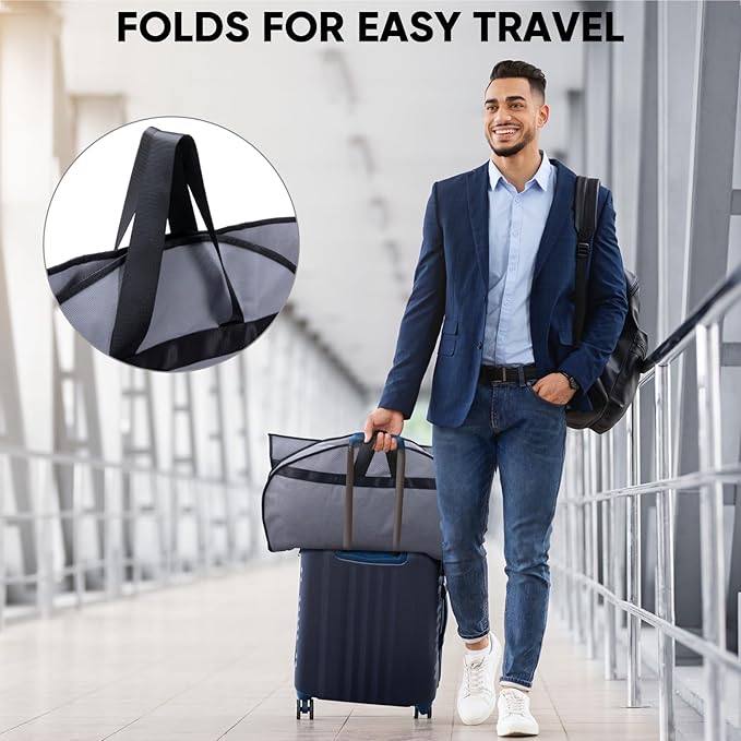 BALEINE 5PK Heavy Duty Garment Bag with Shoe Storage Travel Bag for Dresses, Suit, Coats Travel Essential (60", Grey)
