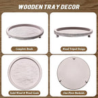 Handmade Wooden Decorative Tray, Small Beaded Coffee Table Tray Decor, Grey Round Decorative Tray for Coffee Table, Dining Room Table Entryway and Living Room Table