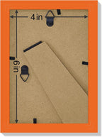 Vittanly 4x6 Picture Frames Set of 9, Shatter Resistant Plexiglass, Display 3.5x5 Pictures with Mat or 4x6 without Mat, Photo Frames for Wall or Tabletop, Engineered Wood, Orange