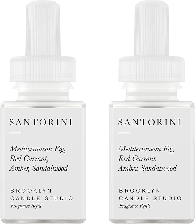 Pura & Brooklyn Candle Studio Home Scent Refill - Smart Air Diffuser - Up to 120-Hours of Luxury Fragrance per Refill - Home Essential - Clean & Safe Diffuser Fragrance - 2 Pack, Santorini