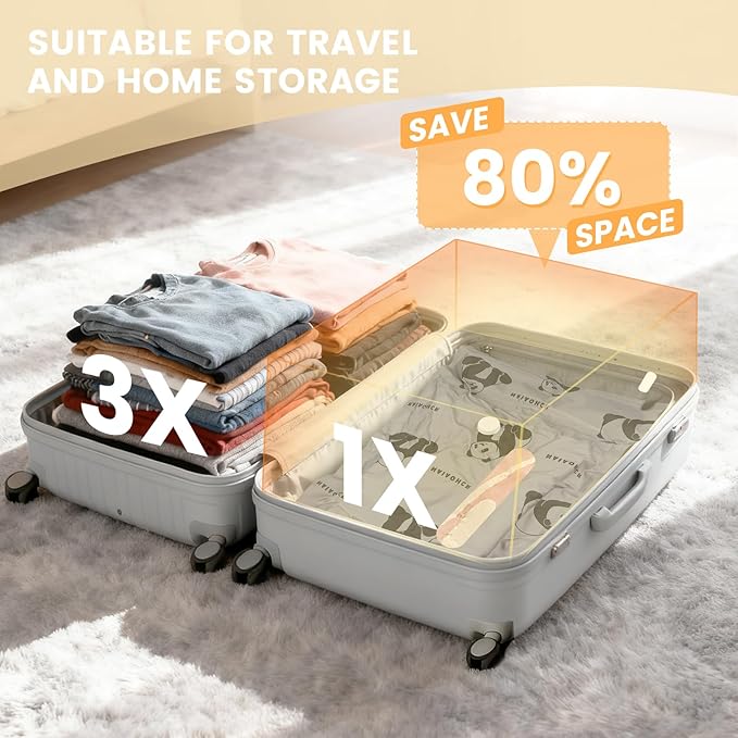 12 Pcs Vacuum Storage Bags for Clothing: Travel Vacuum Seal Bags with Electric Pump, Space Saver Vacuum Storage Bags for Bedding Blanket Luggage (3 Jumbo + 3 Large + 3 Medium + 3 Small)