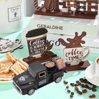 Coffee Bar Decor Vintage Mini Metal Pickup Truck Decor with Book Accessories for Coffee Station, Farmhouse Tiered Tray Tabletop Decorations for Home Kitchen, Office, Cafe
