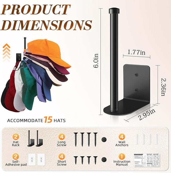 STYLISHT RV Accessories Hat Organizer: Camper Accessories 2 Pack - Hat Rack for RV Essentials Lovers - Perfect for Camper Accessory and Home Organization - Hat Rack for Wall