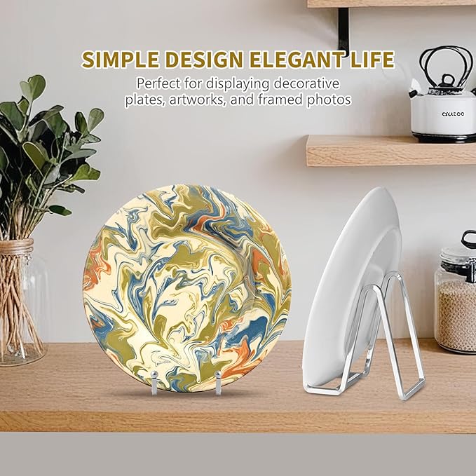 Plate Holder Easel Display Stand - 6 inch Metal Plate Stands for Display - Tabletop Picture Stand - Silver Iron Easels for Display Pictures | Photo Frames | Book | Decorative Plates | Plaque - 4 Pack