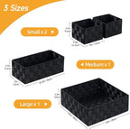 Posprica Small Black Baskets Cube Bin Container Tote,Woven Storage Baskets for Organizing Organizer Divider for Drawer, Closet, Shelf, Dresser, Set of 4