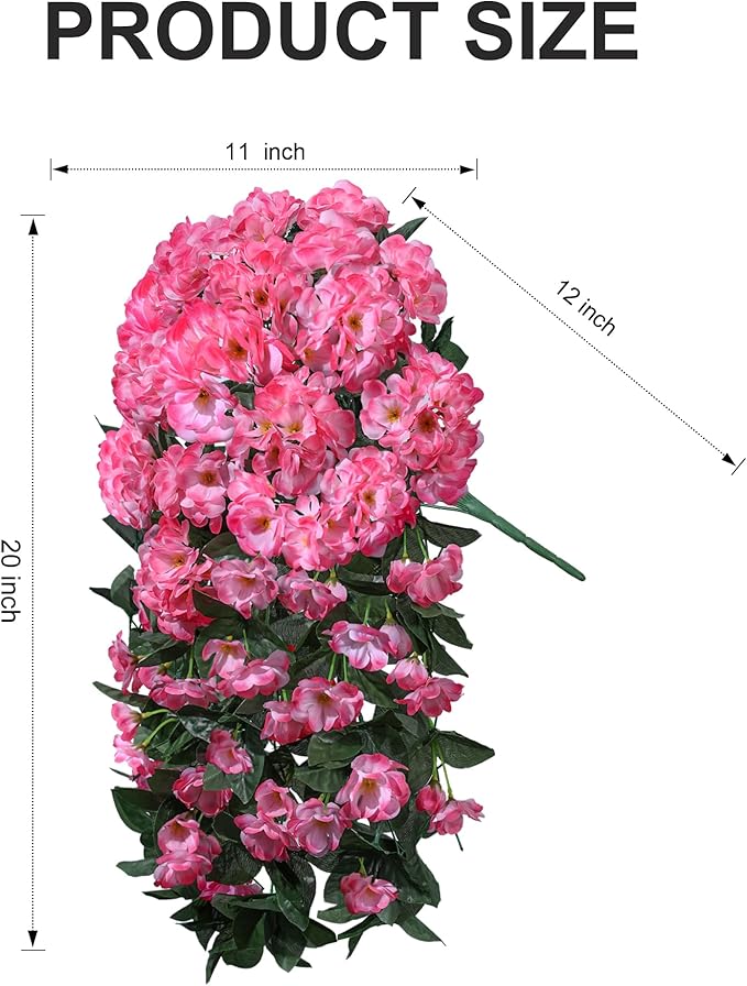 Ivydale Artificial Fake Flowers Geraniums for Outdoors Spring Summer Decor, 2 PCS Realistic Faux Hanging Plants UV Resistant Silk Flowers for Outsdie Planters Porch Patio Garden Outdoor Home, Fuchsia