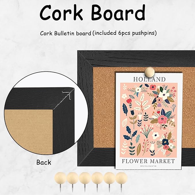 Cork Board Bulletin Board, 5.5x16.5inch Small Enamel Pin Board, Bulletin Board for Wall, Pin Board Cork Board for Brooch Pin Storage Display